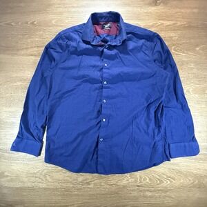 Original Penguin Shirt Men's 16.5 Slim Fit Blue Button Up Cotton Heritage Preppy